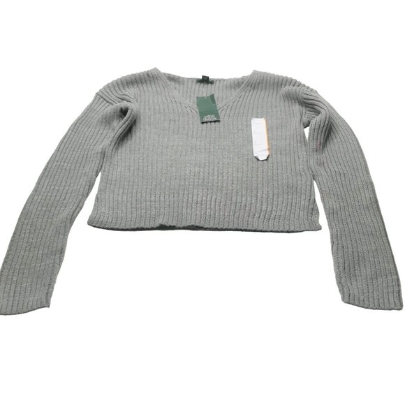 Wild Fable Women's Size Small Cozy Ribbed Knit V-Neck Sweater Pullover Gray New - Picture 1 of 15